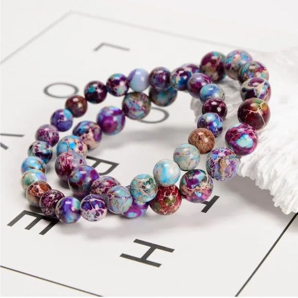 🆕New Galaxy Sea Sediment Jasper 8mm Healing Gemstone Bracelet - Picture 2 of 3